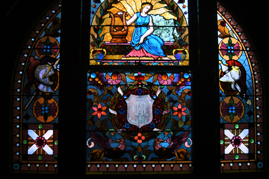MARK NANCE/Sun-Gazette The main stained glass window is at the top of the steps.